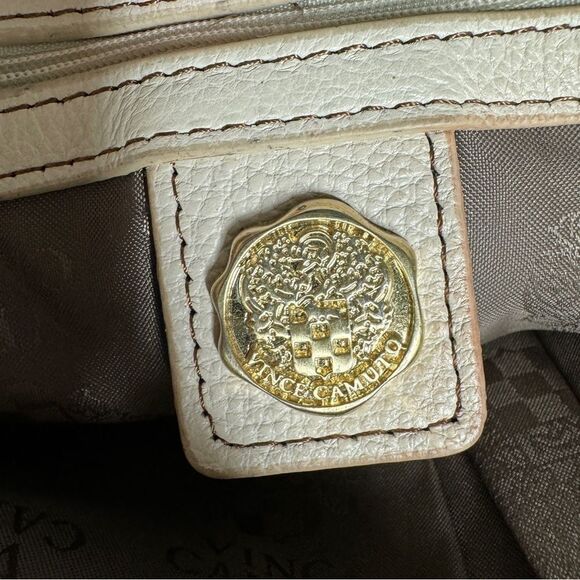Vince Camuto ivory pebbled leather studded tassel shoulder bag - Picture 8 of 16